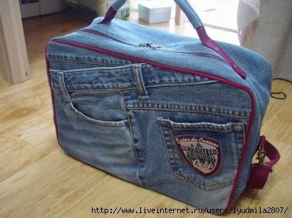Чемоданы — переделки из джинсов
