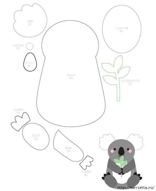 Коала из фетра. Шаблон и мастер-класс Коала из фетра. Шаблон и мастер-класс