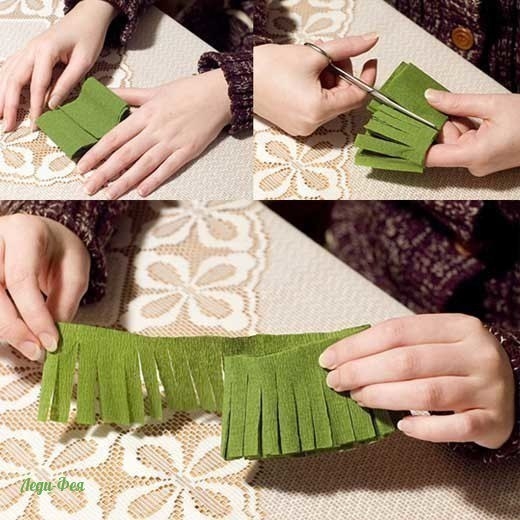 Делаем ёлочку из гофрированной бумаги Делаем ёлочку из гофрированной бумаги