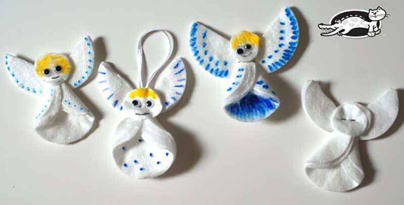 Ангелочки из ватных дисков. Можно сделать с детьми. Ангелочки из ватных дисков. Можно сделать с детьми.