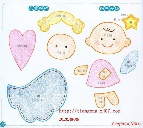 Ангелочки из фетра: Идеи и шаблоны