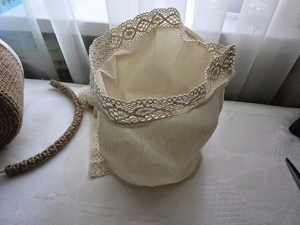 Джутовые корзины из пластиковых вёдер