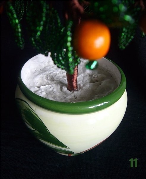 Апельсиновое дерево из бисера.