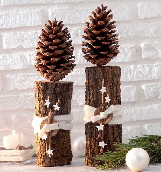 Немного идей для применения шишек в новогоднем декоре