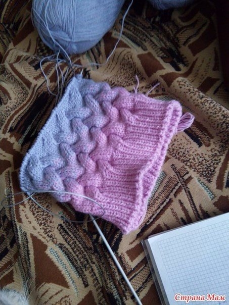 Шапка косами с градиентом