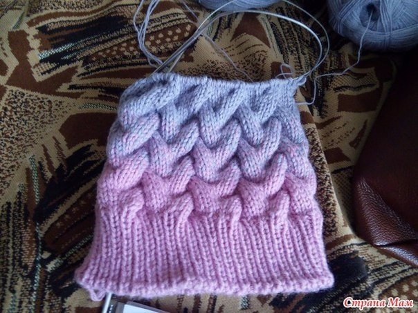 Шапка косами с градиентом