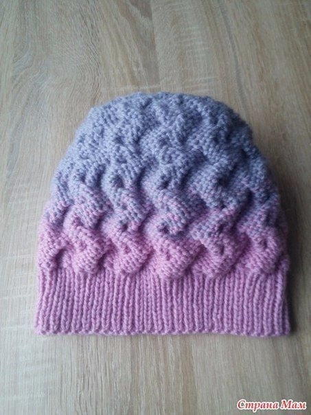 Шапка косами с градиентом