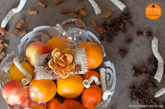 Розочки из апельсиновых и мандариновых корок