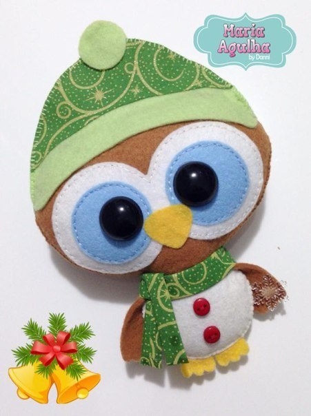 Милые новогодние совушки из фетра