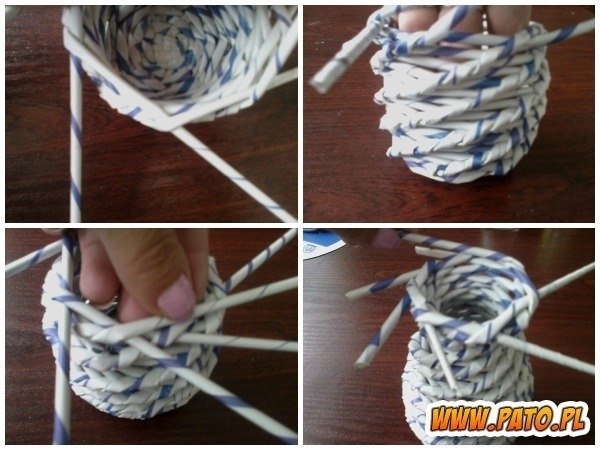 Плетем вазочку из газетных трубочек. Мастер-класс.