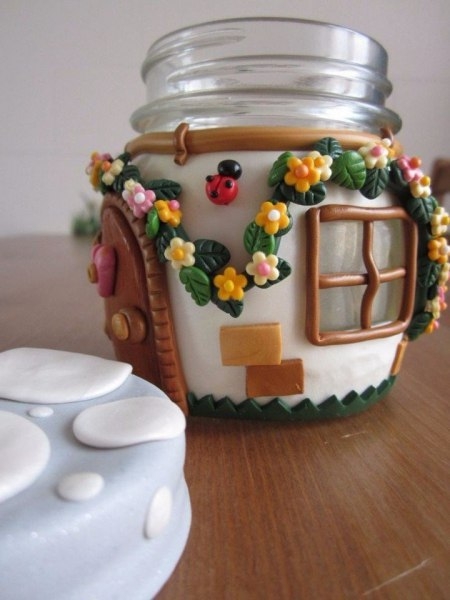 Сказочные домики из банок и полимерной глины