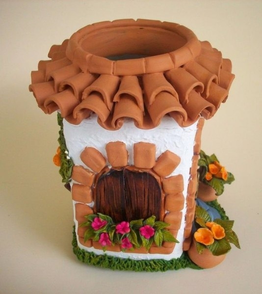 Сказочные домики из банок и полимерной глины