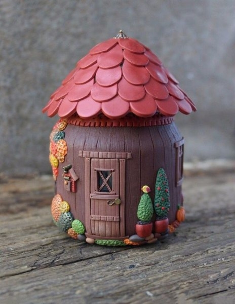 Сказочные домики из банок и полимерной глины