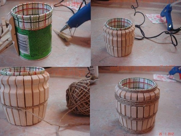 МК Бочонок из прищепок и банки от чипсов МК Бочонок из прищепок и банки от чипсов