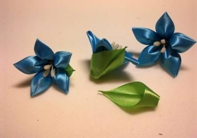 МК Цветок канзаши с острыми лепестками